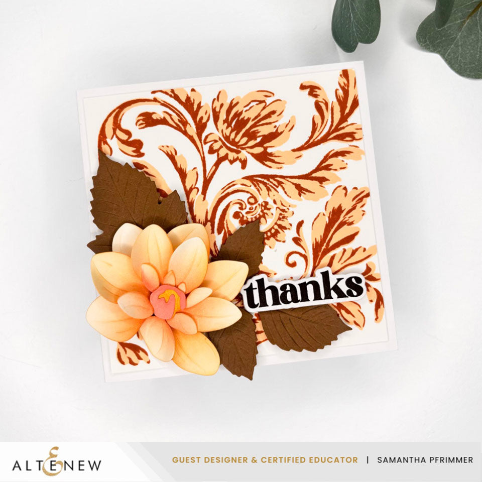 Altenew Regal Flourishes Block Clear Stamp and Die Set thanks