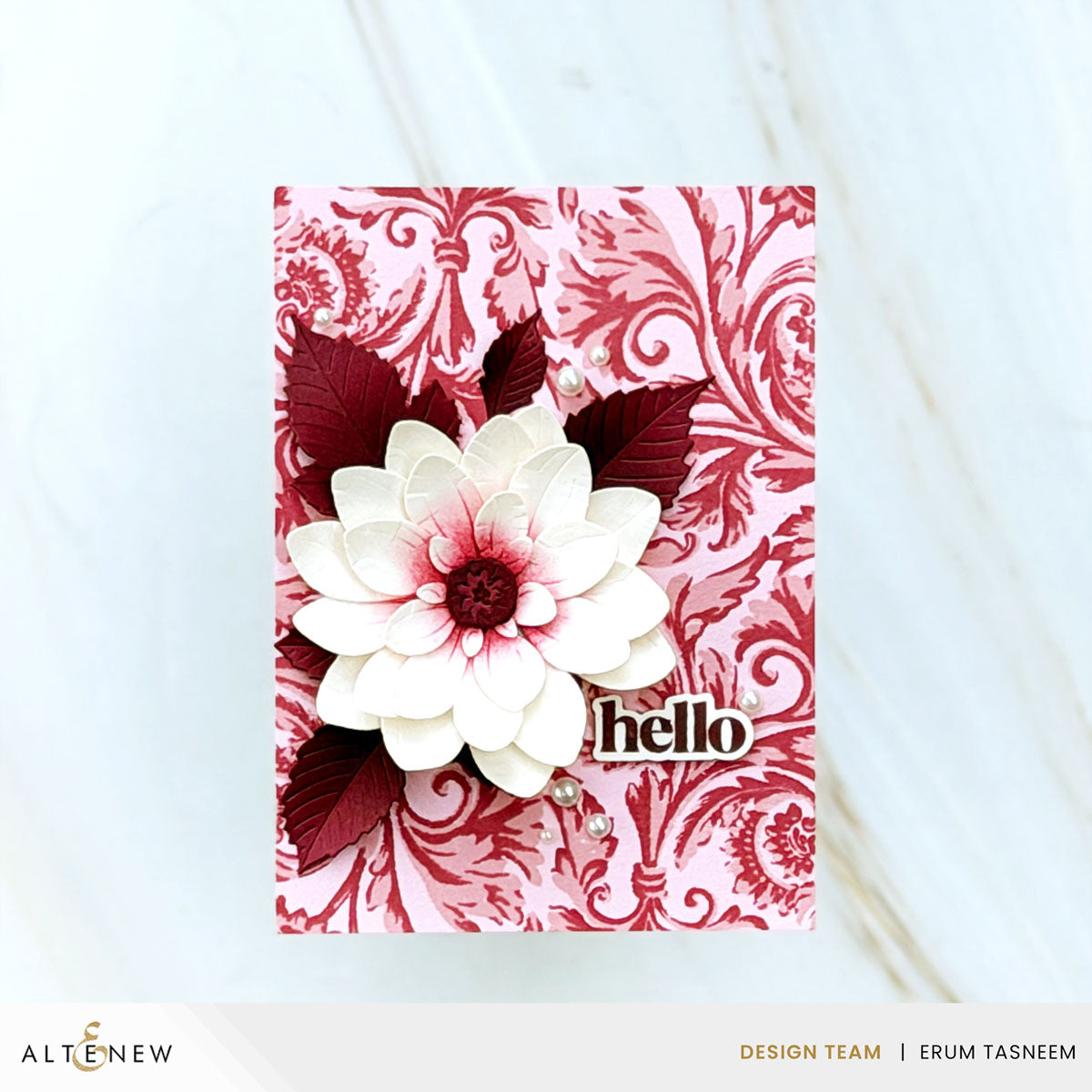 Altenew Regal Flourishes Block Clear Stamps alt11285 white flower
