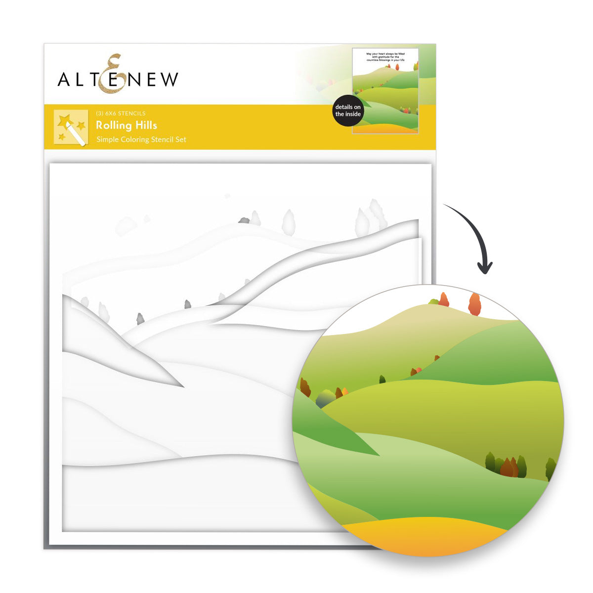 Altenew Rolling Hills 3D Embossing Folder and Coloring Stencil Set image 2