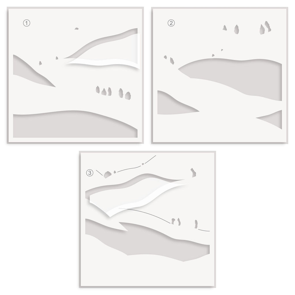 Altenew Rolling Hills Simple Coloring Stencils alt10446 layering guide