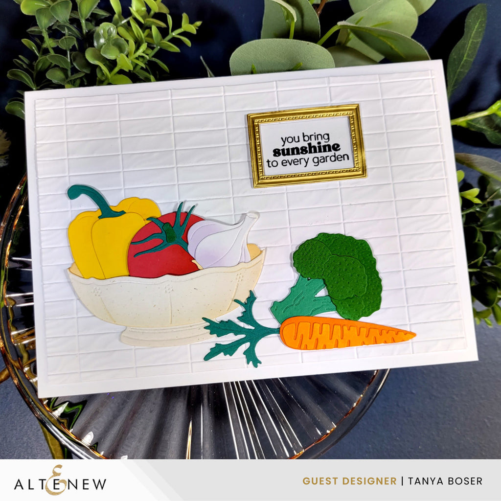Altenew Rooting for You Clear Stamps alt11388 bowl of veggies card