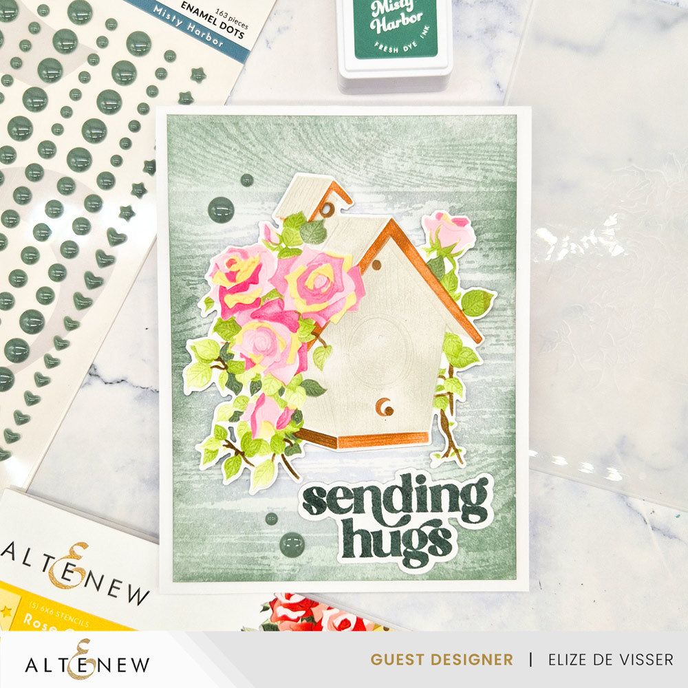 Altenew Rose Garden Birdhouse 3D Embossing Folder alt10243 sending hugs