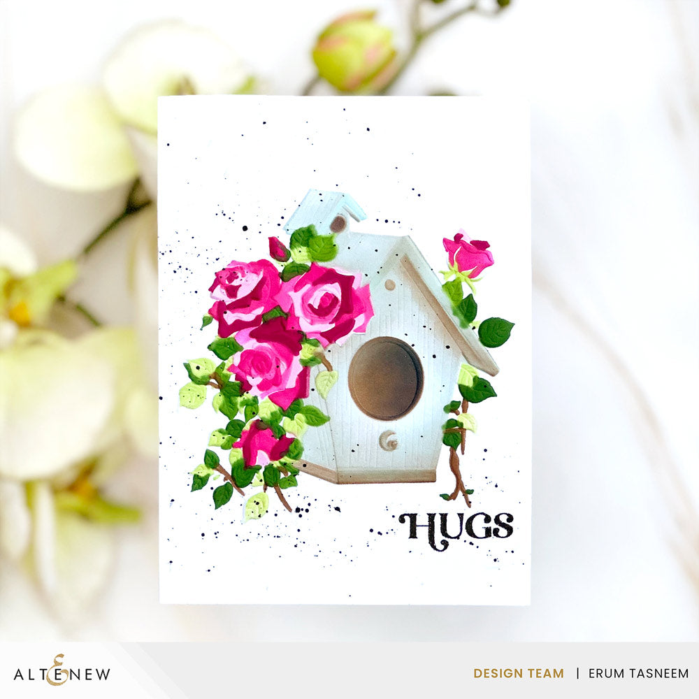 Altenew Rose Garden Birdhouse Embossing Folder, Stencil and Die Set hugs