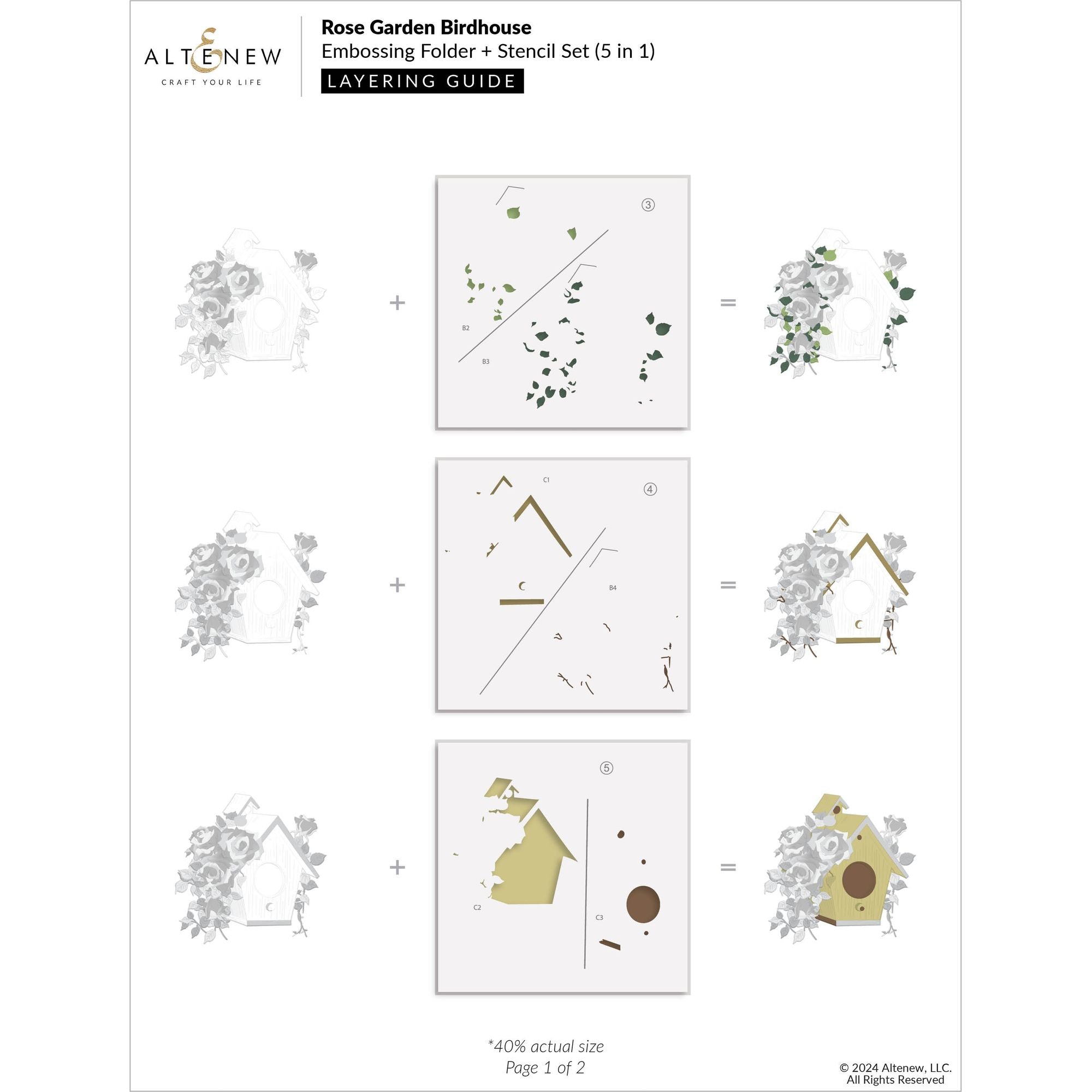 Altenew Rose Garden Birdhouse Embossing Folder, Stencil and Die Set layering guide 2