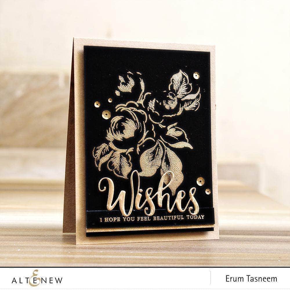 Altenew Rose Gold Crisp Embossing Powder alt1970 wishes