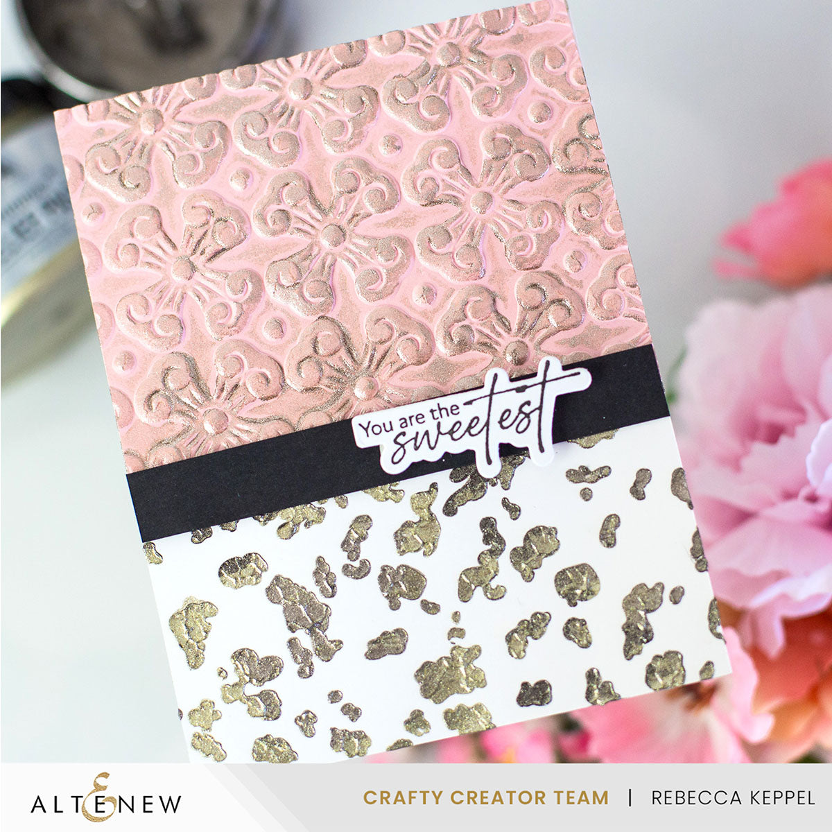 Altenew Rose Gold Shimmer Relief Paste alt8498 embossed