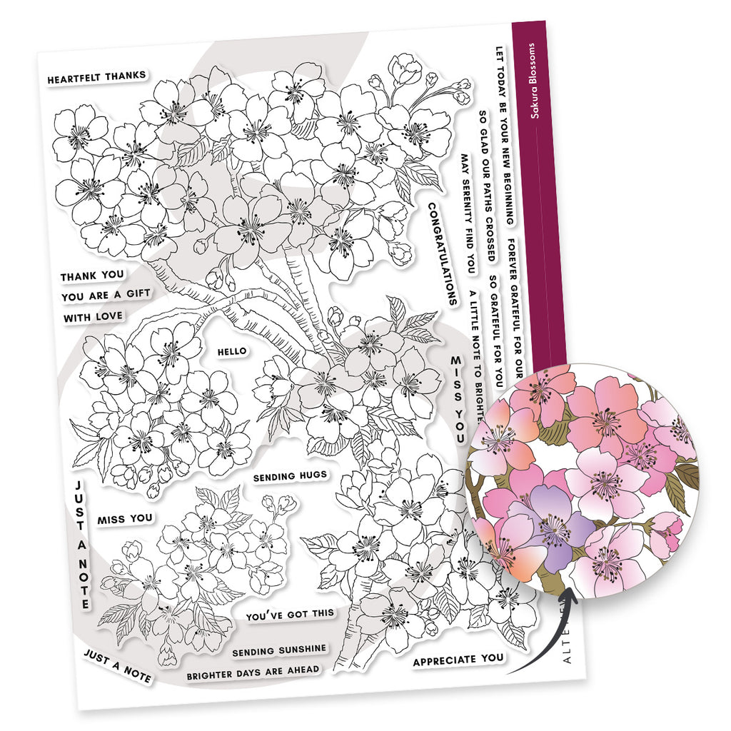 Altenew Sakura Blossoms Clear Stamp Embossing Folder and Stencil Set image 1