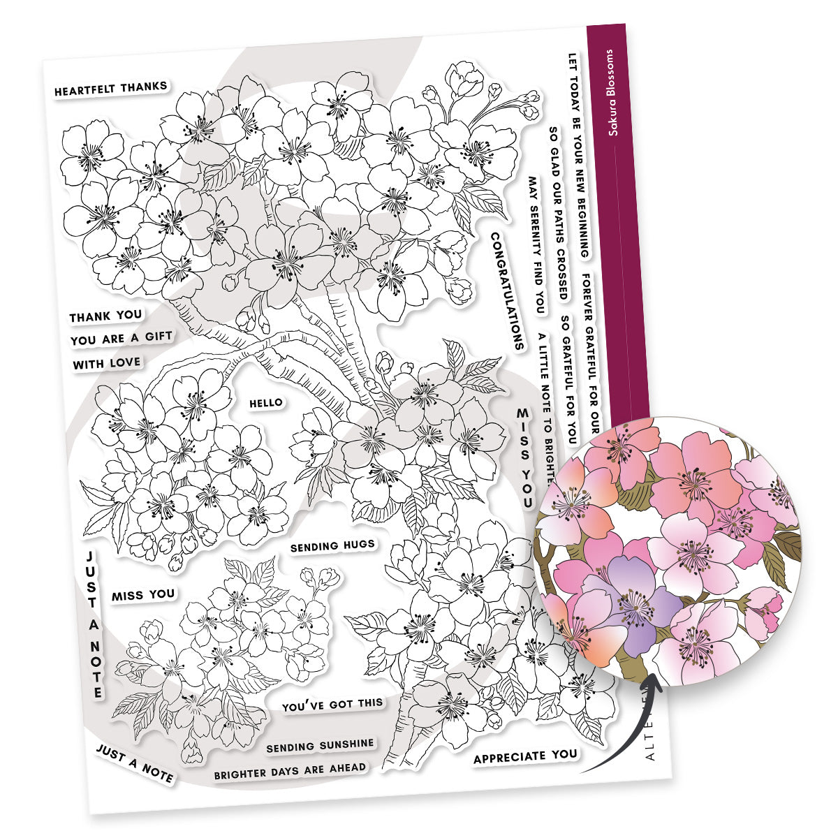 Altenew Sakura Blossoms Clear Stamp Embossing Folder and Stencil Set image 1