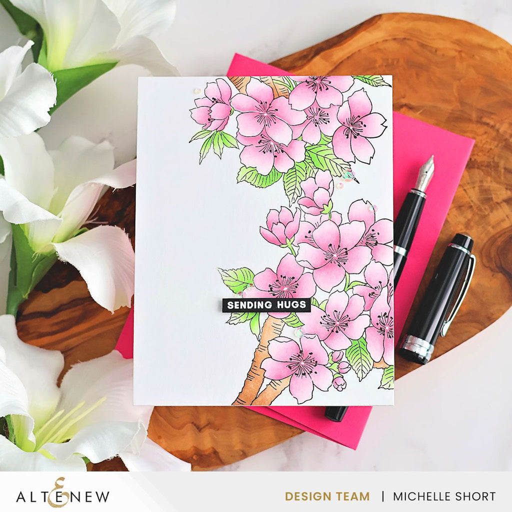 Altenew Sakura Blossoms Embossing Folder alt11377 sending hugs