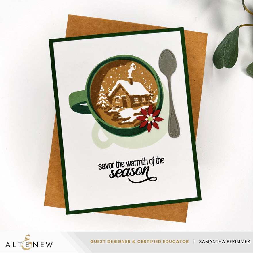 Altenew Scenes In A Sip Clear Stamps alt11531 log cabin card