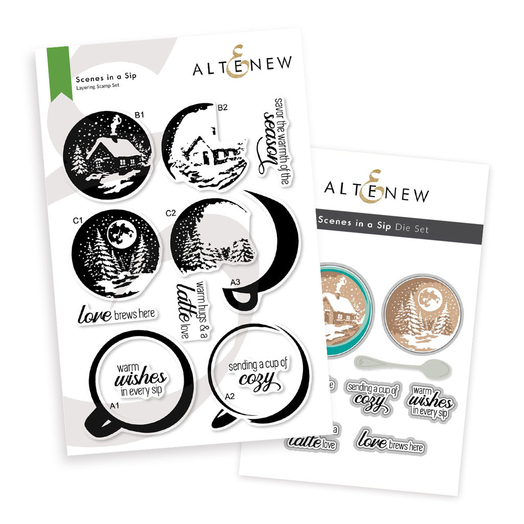 Altenew Scenes in a Sip Clear Stamp and Die Set