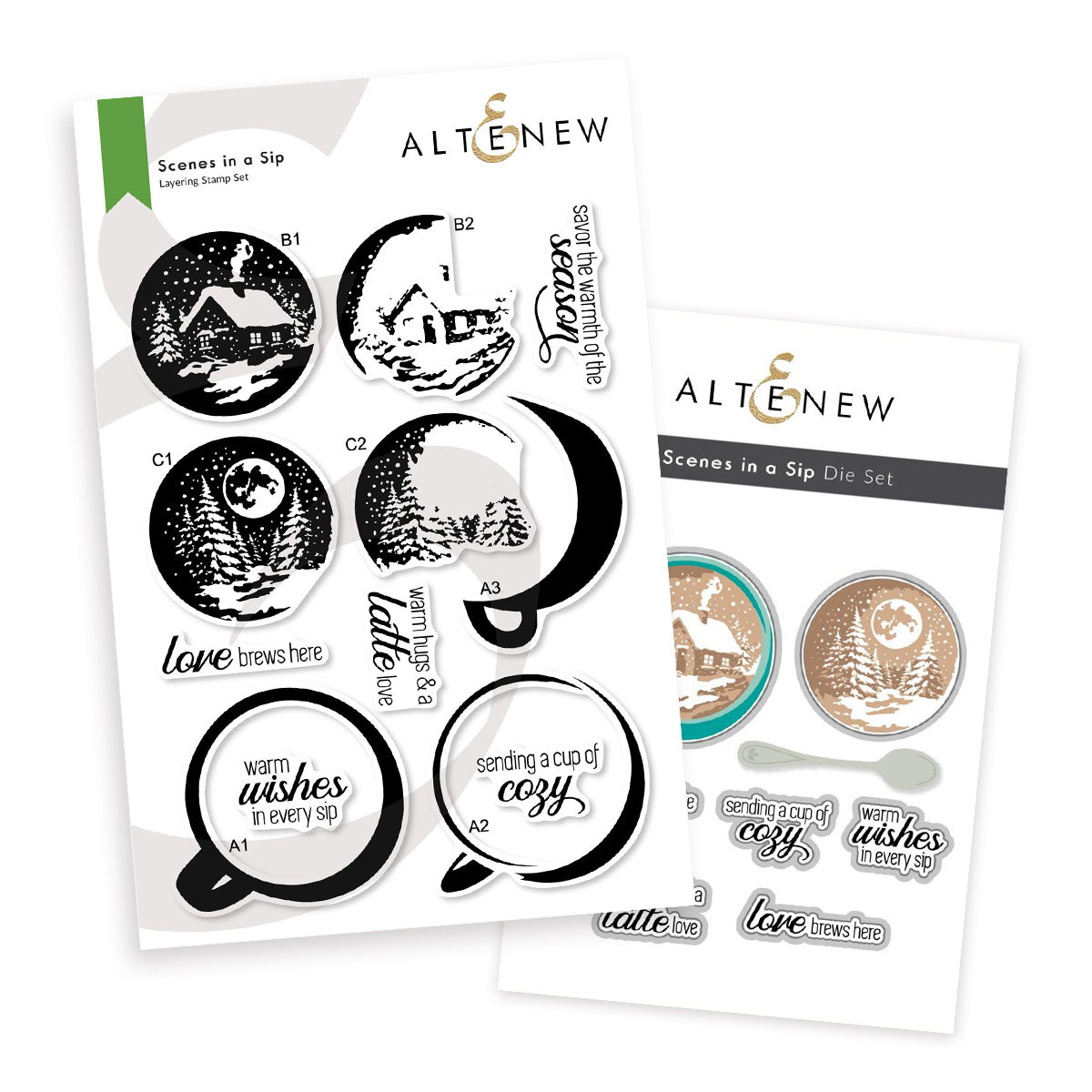 Altenew Scenes in a Sip Clear Stamp and Die Set