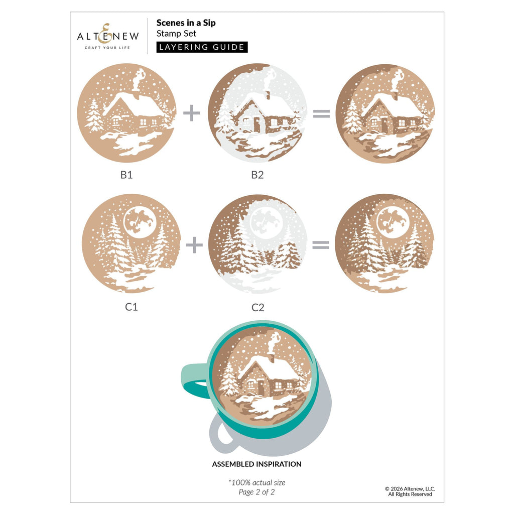 Altenew Scenes in a Sip Clear Stamp and Die Set stamp layering guide 2