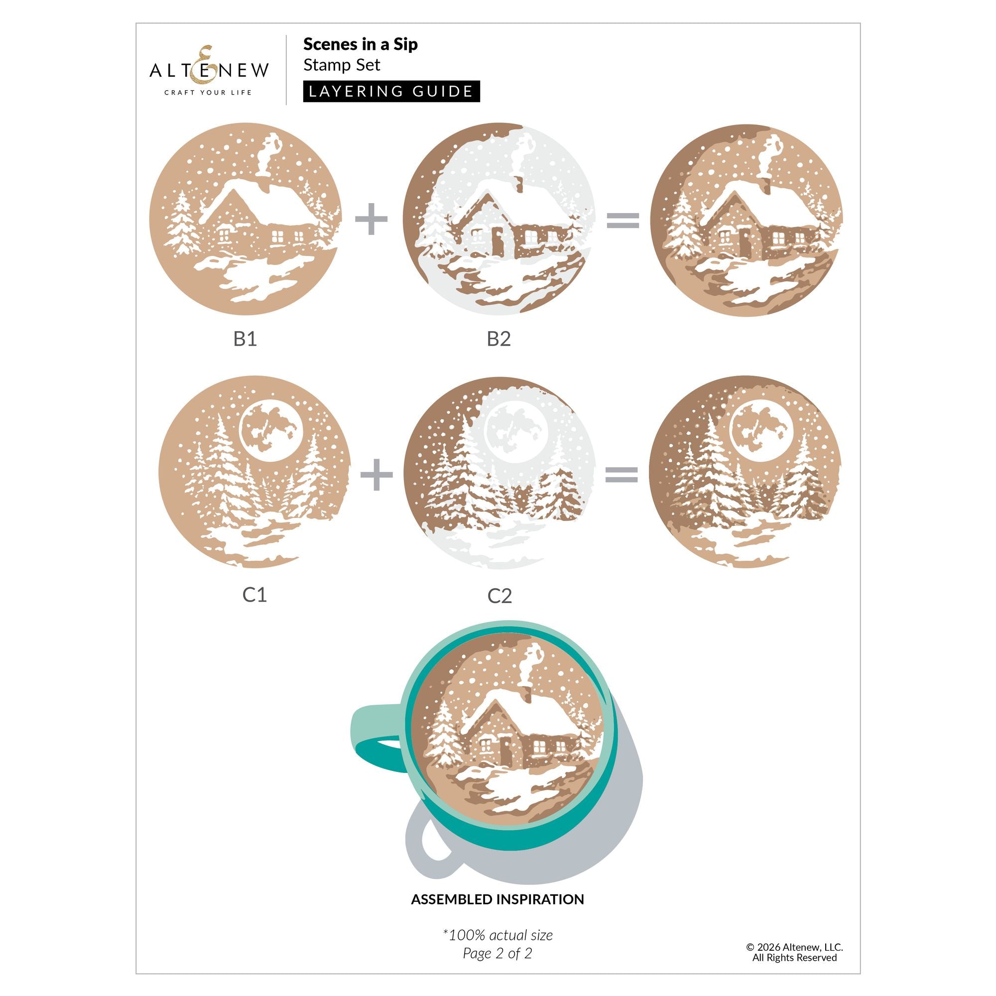 Altenew Scenes in a Sip Clear Stamp and Die Set stamp layering guide 2