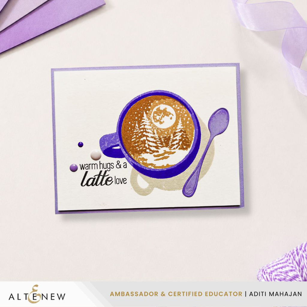 Altenew Scenes in a Sip Clear Stamp and Die Set warm hugs card