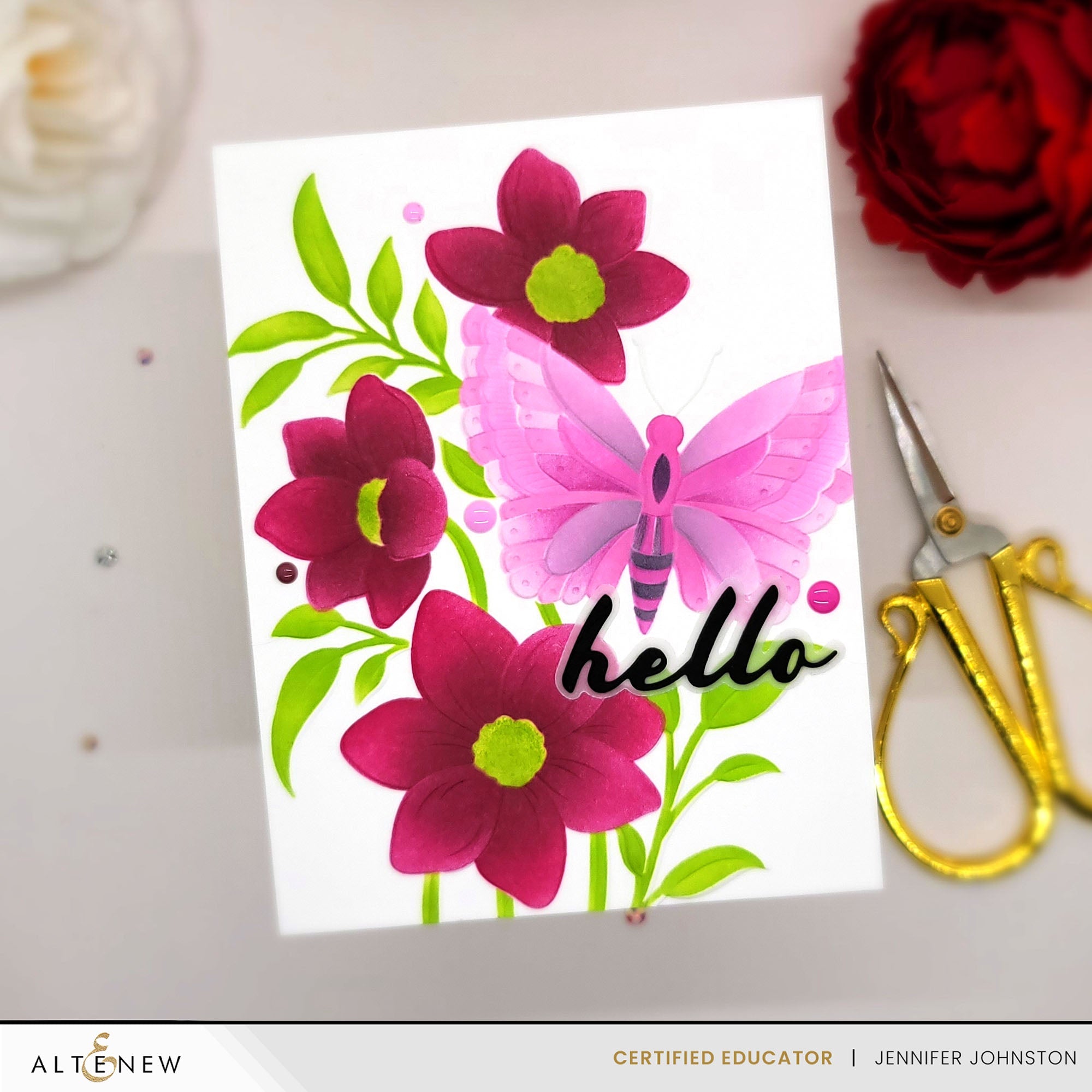 Altenew Serene Garden Simple Coloring Stencils alt10709 hello