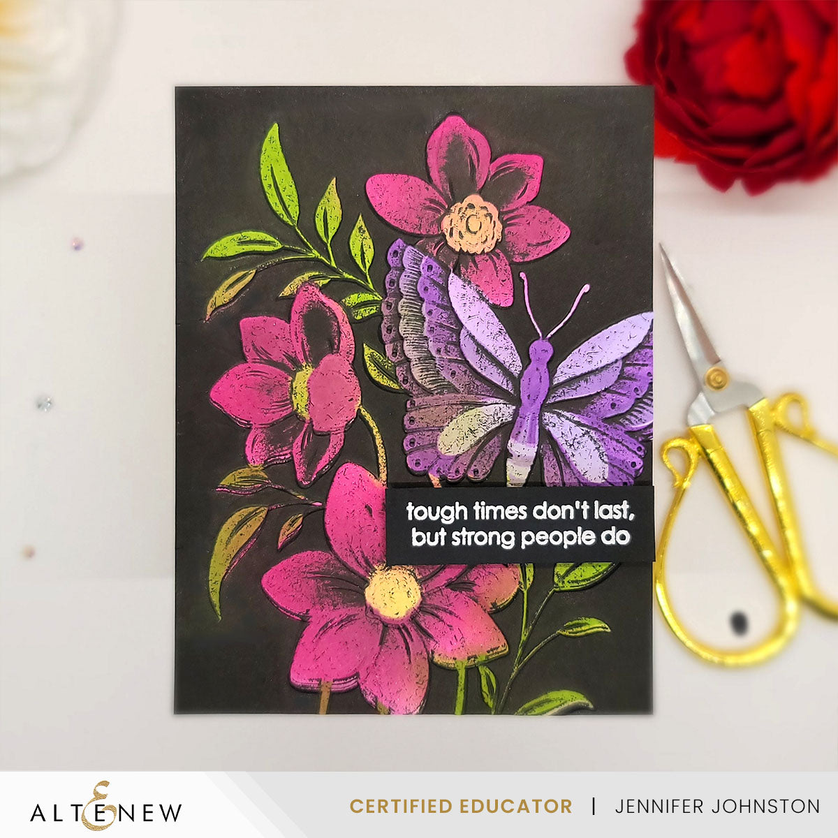 Altenew Serene Garden Stencil and Embossing Folder Set butterfly