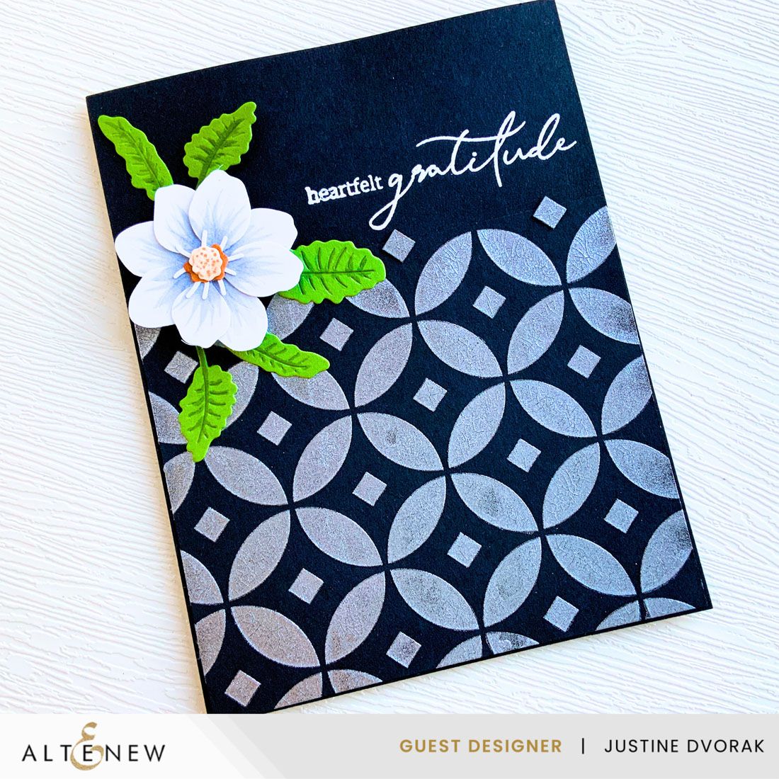Altenew Silver Shimmer Relief Paste alt8644 flower