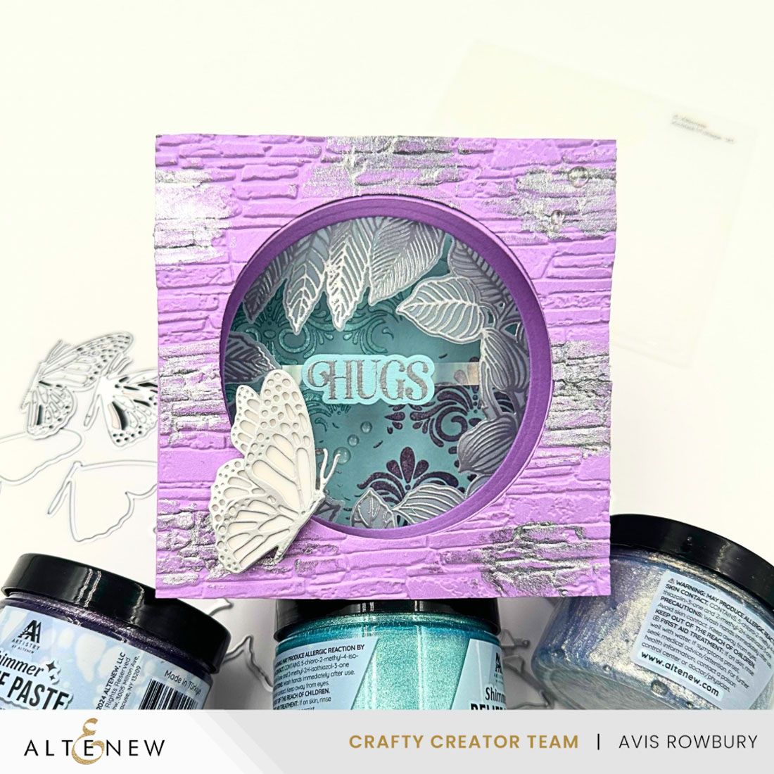 Altenew Silver Shimmer Relief Paste alt8644 hugs