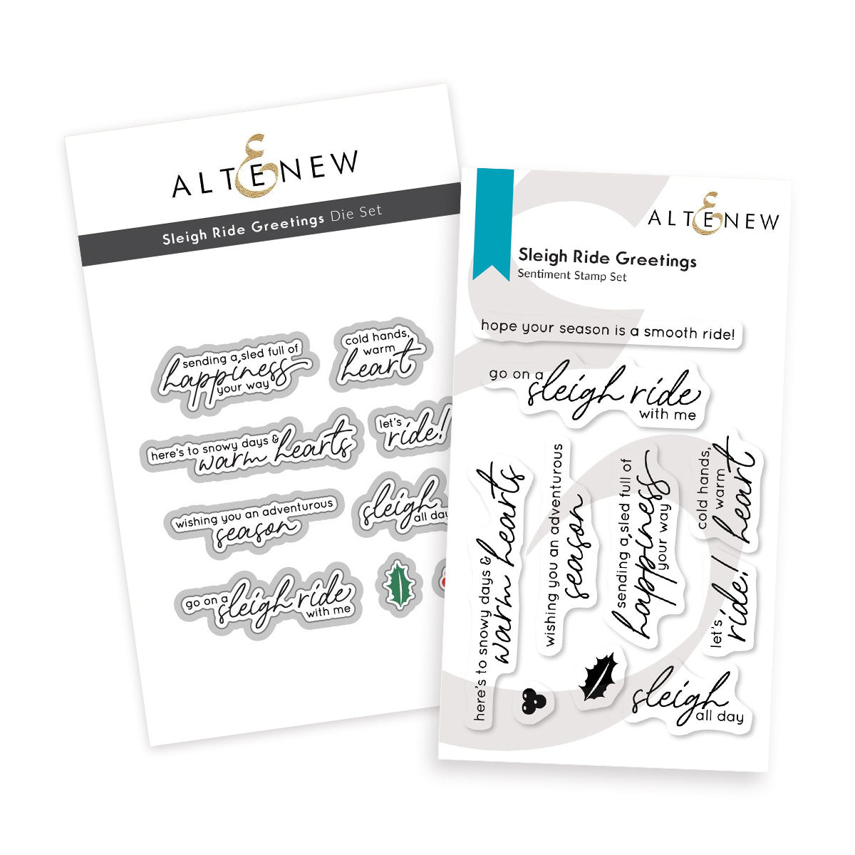 Altenew Sleigh Ride Greetings Clear Stamp and Die Set