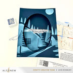Altenew Sleigh Ride Greetings Clear Stamp and Die Set cabins