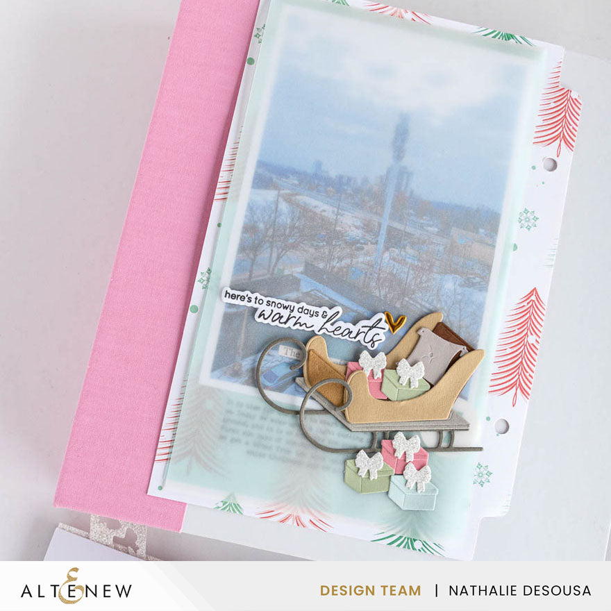 Altenew Sleigh Ride Greetings Clear Stamp and Die Set hearts