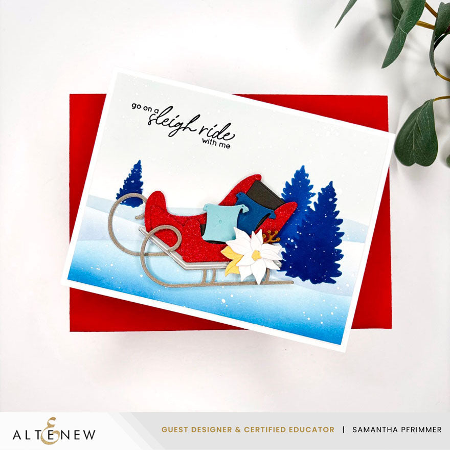 Altenew Sleigh Ride Greetings Clear Stamps alt10922 red