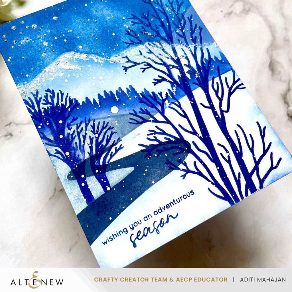 Altenew Sleigh Ride Greetings Clear Stamps alt10922 trees