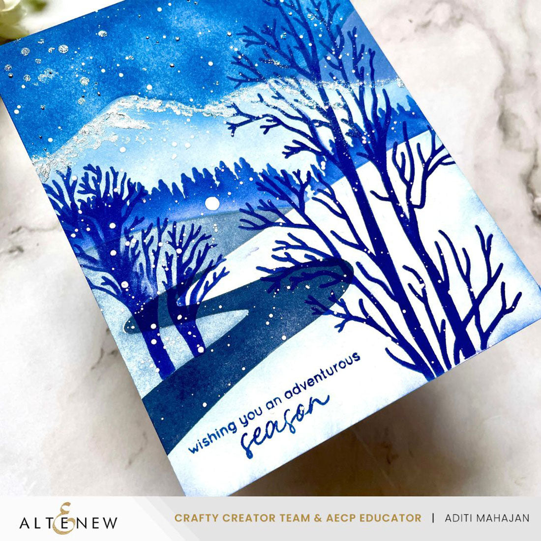 Altenew Sleigh Ride Greetings Clear Stamps alt10922 trees