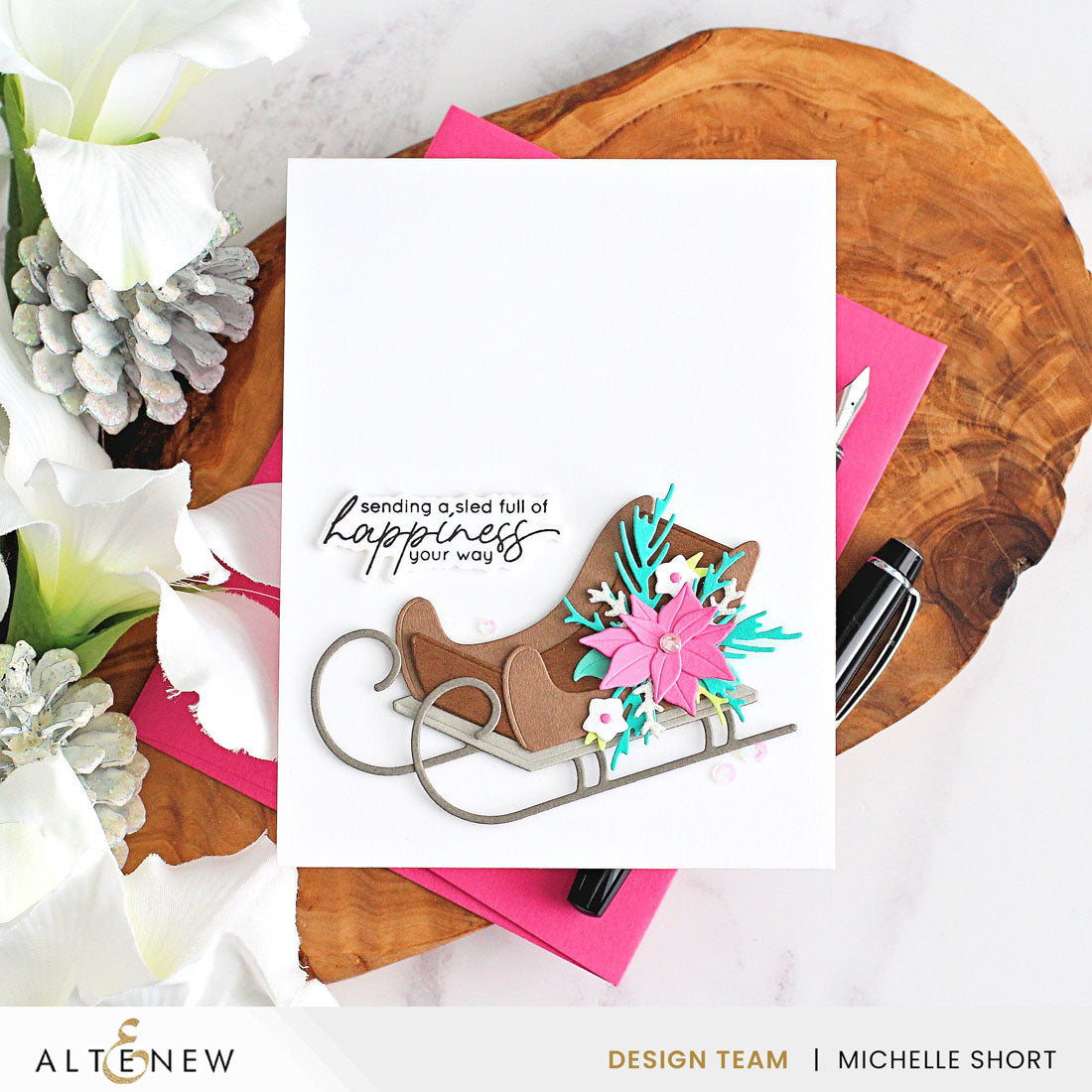 Altenew Sleigh Ride Greetings Dies alt10923 flowers