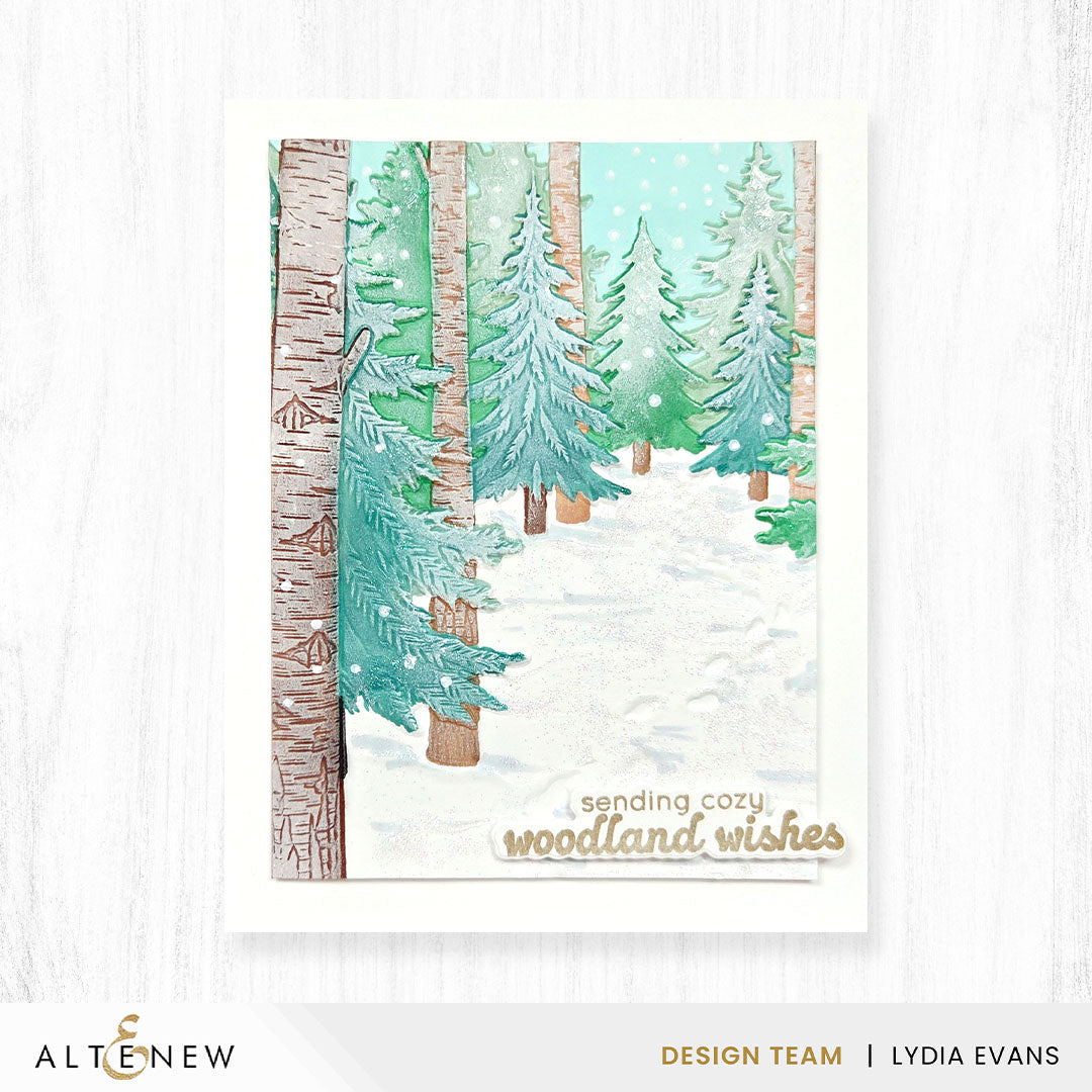 Altenew Snowy Footpath 3D Embossing Folder alt11533 forest scene card