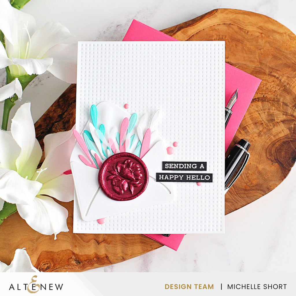 Altenew Soft Peonies Wax Seal Stamp alt10706 hello