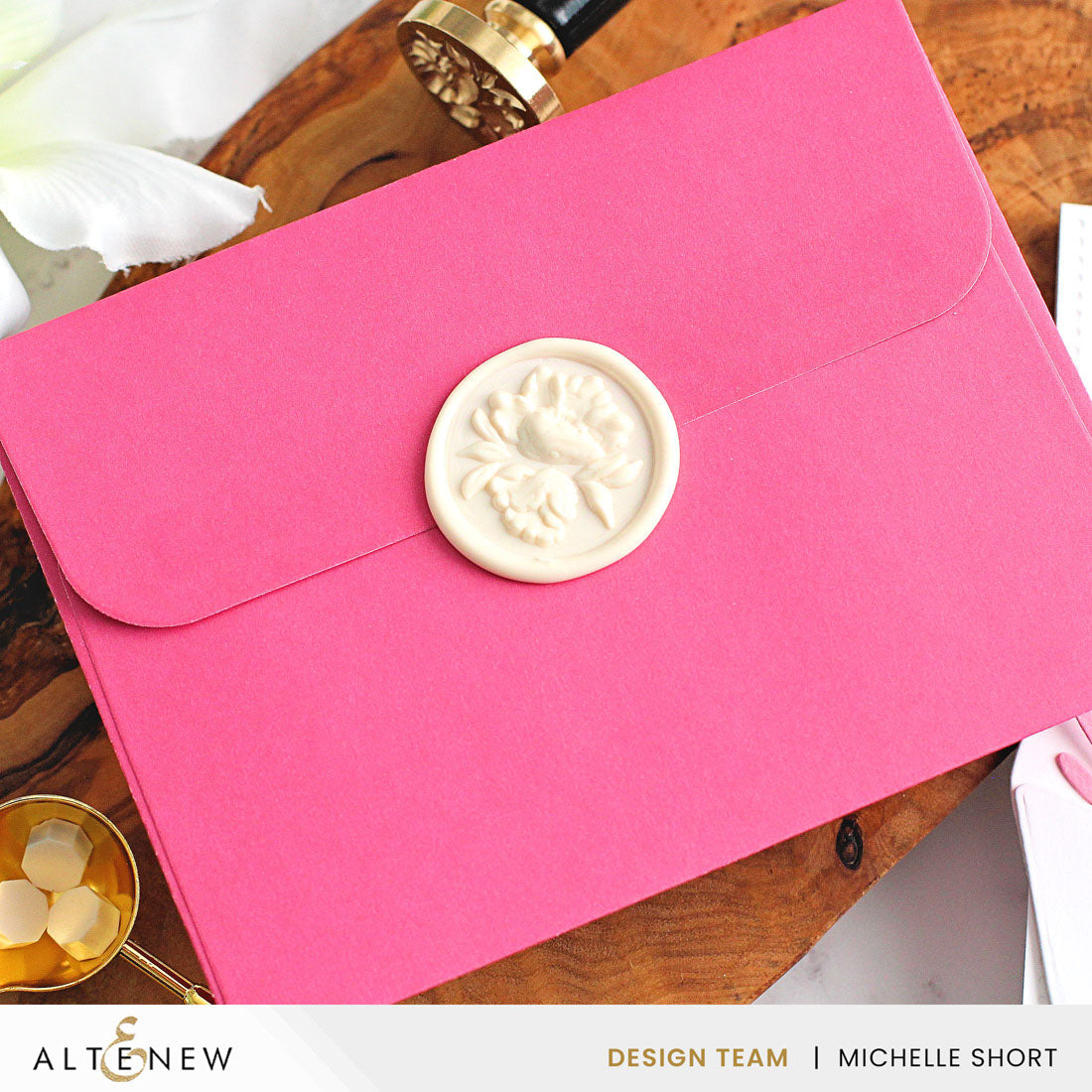 Altenew Soft Peonies Wax Seal Stamp alt10706 pink