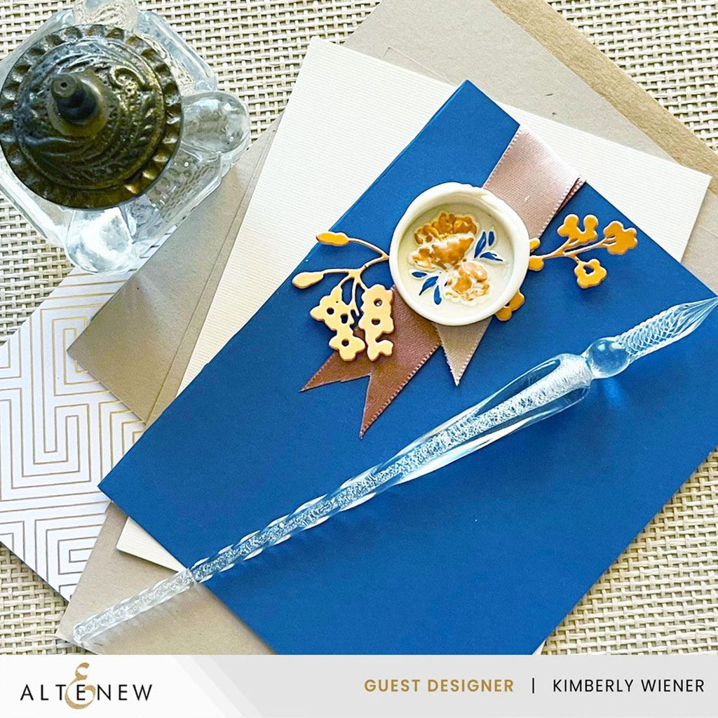 Altenew Soft Peonies Wax Seal Stamp and Wax Stamp Handle Set blue