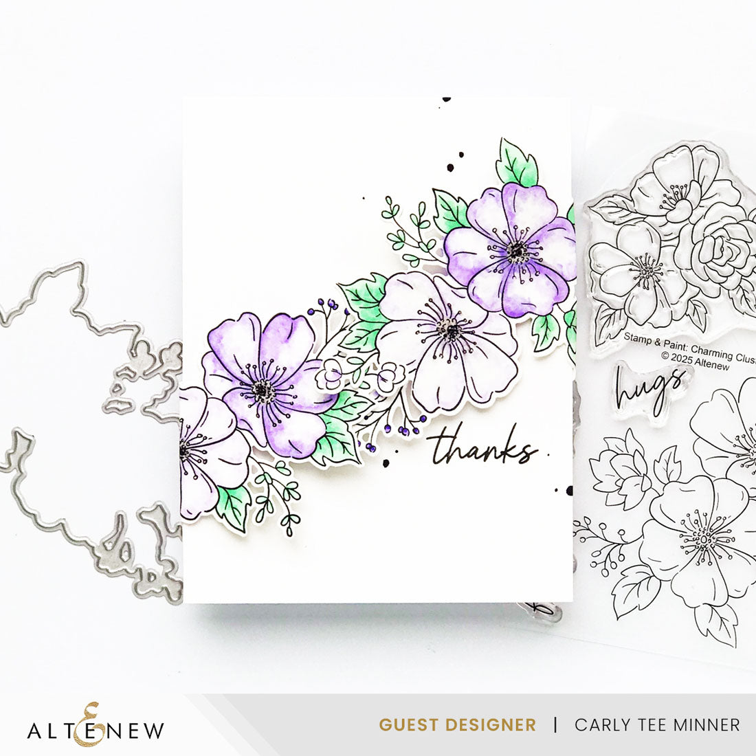 Altenew Stamp and Paint Charming Clusters Clear Stamp and Die Set flowers