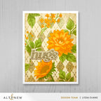 Altenew Stencil Art Botanical Argyle Add-on Dies alt11569 gold glitter hugs card