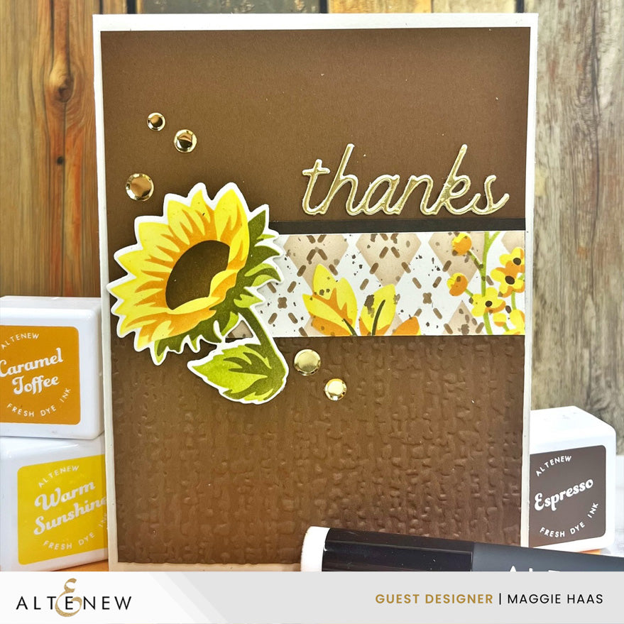 Altenew Stencil Art Botanical Argyle Add-on Dies alt11569 thanks card
