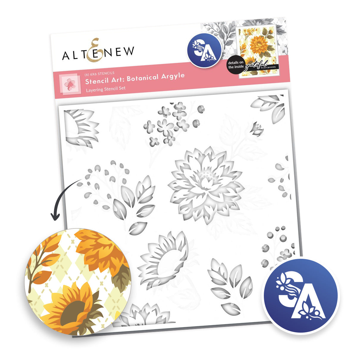Altenew Stencil Art Botanical Argyle Layering Stencils alt11568