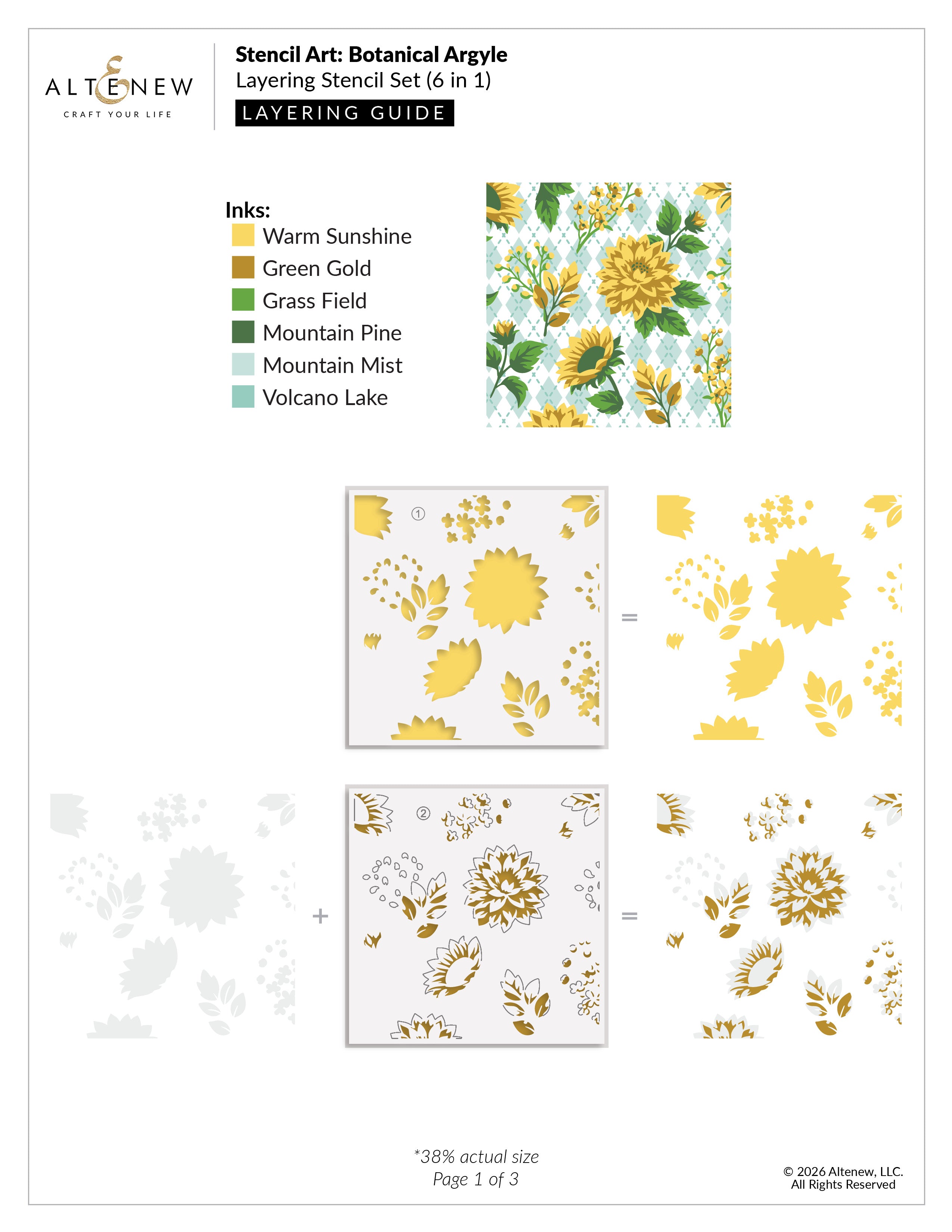Altenew Stencil Art Botanical Argyle Layering Stencils alt11568 layering guide 1