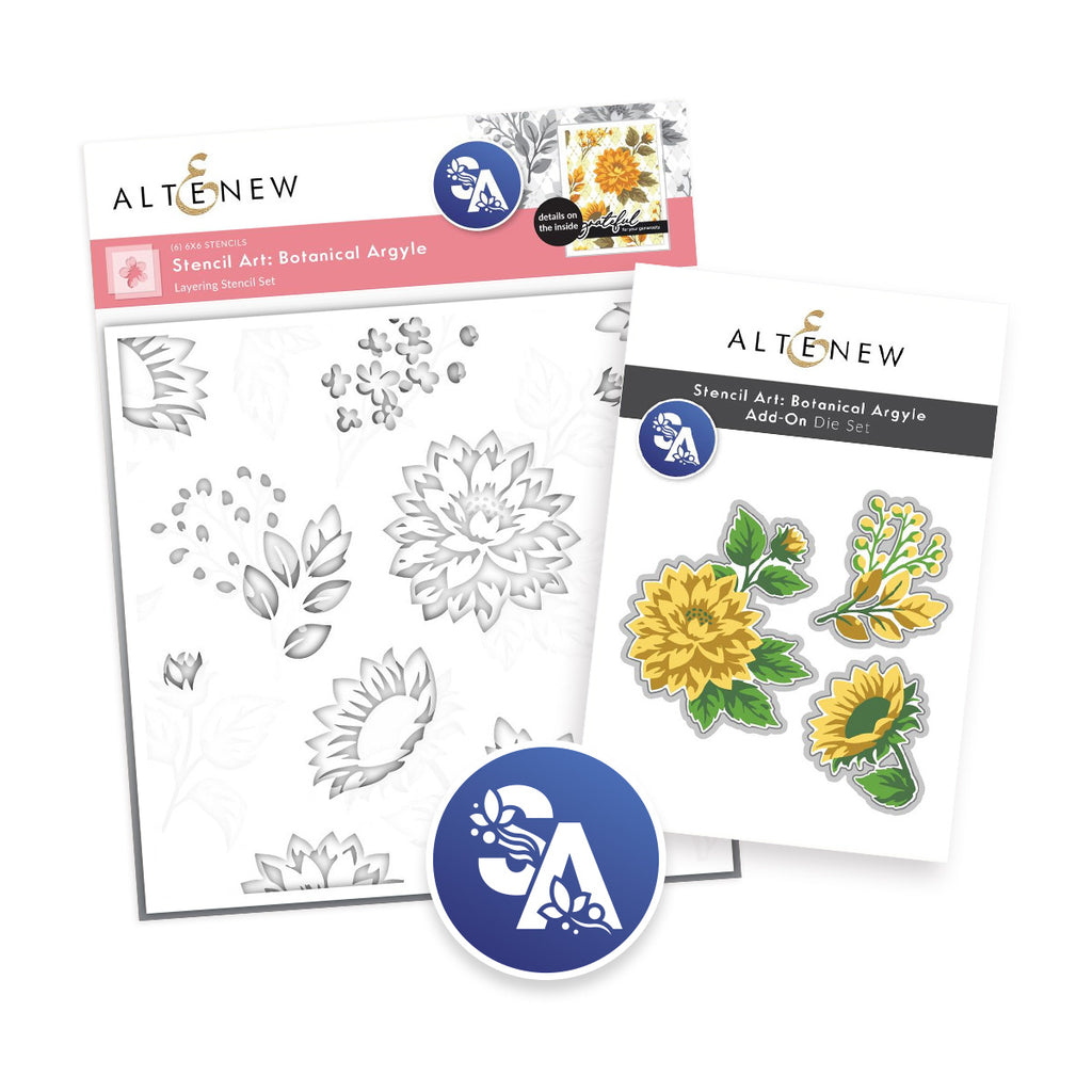 Altenew Stencil Art Botanical Argyle and Add-on Die Set