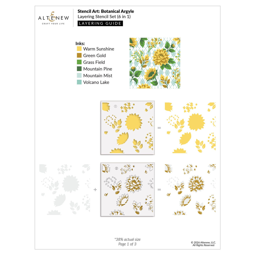 Altenew Stencil Art Botanical Argyle and Add-on Die Set layering guide 1