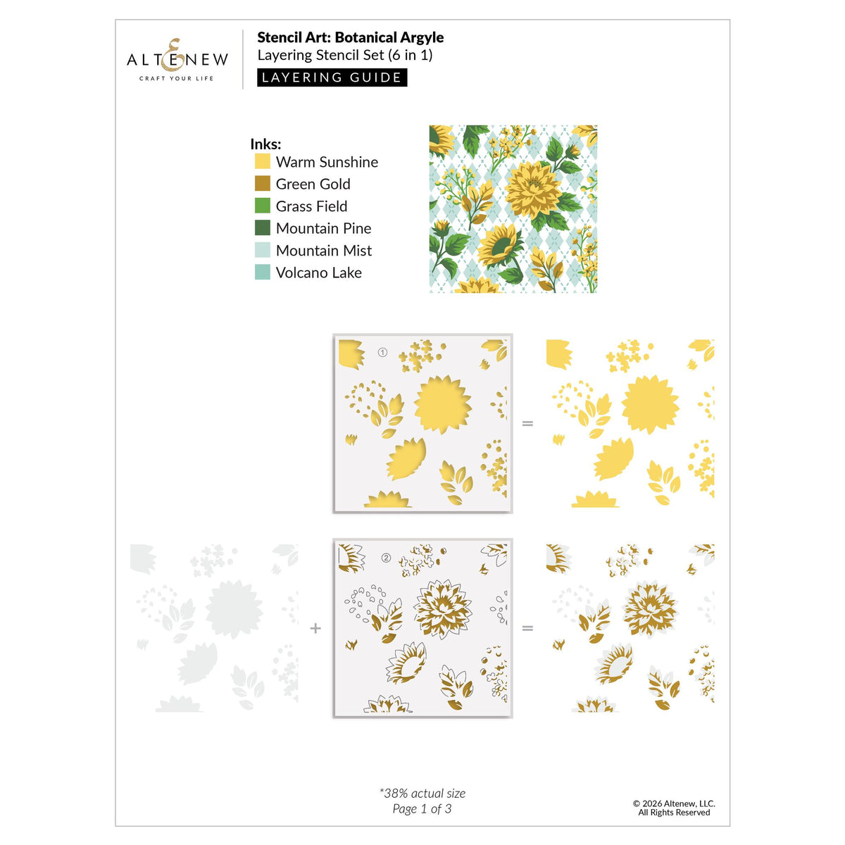 Altenew Stencil Art Botanical Argyle and Add-on Die Set layering guide 1