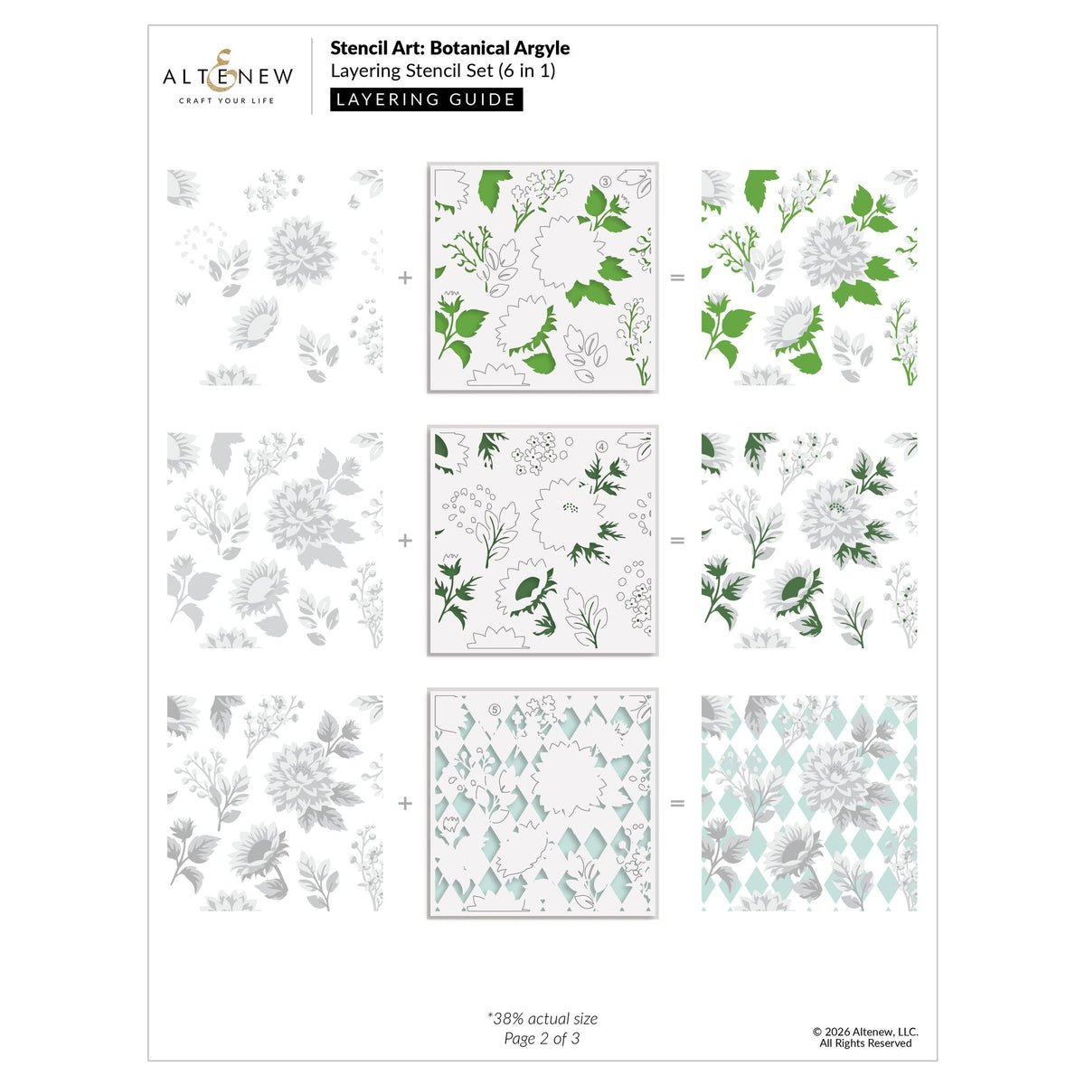 Altenew Stencil Art Botanical Argyle and Add-on Die Set layering guide 2