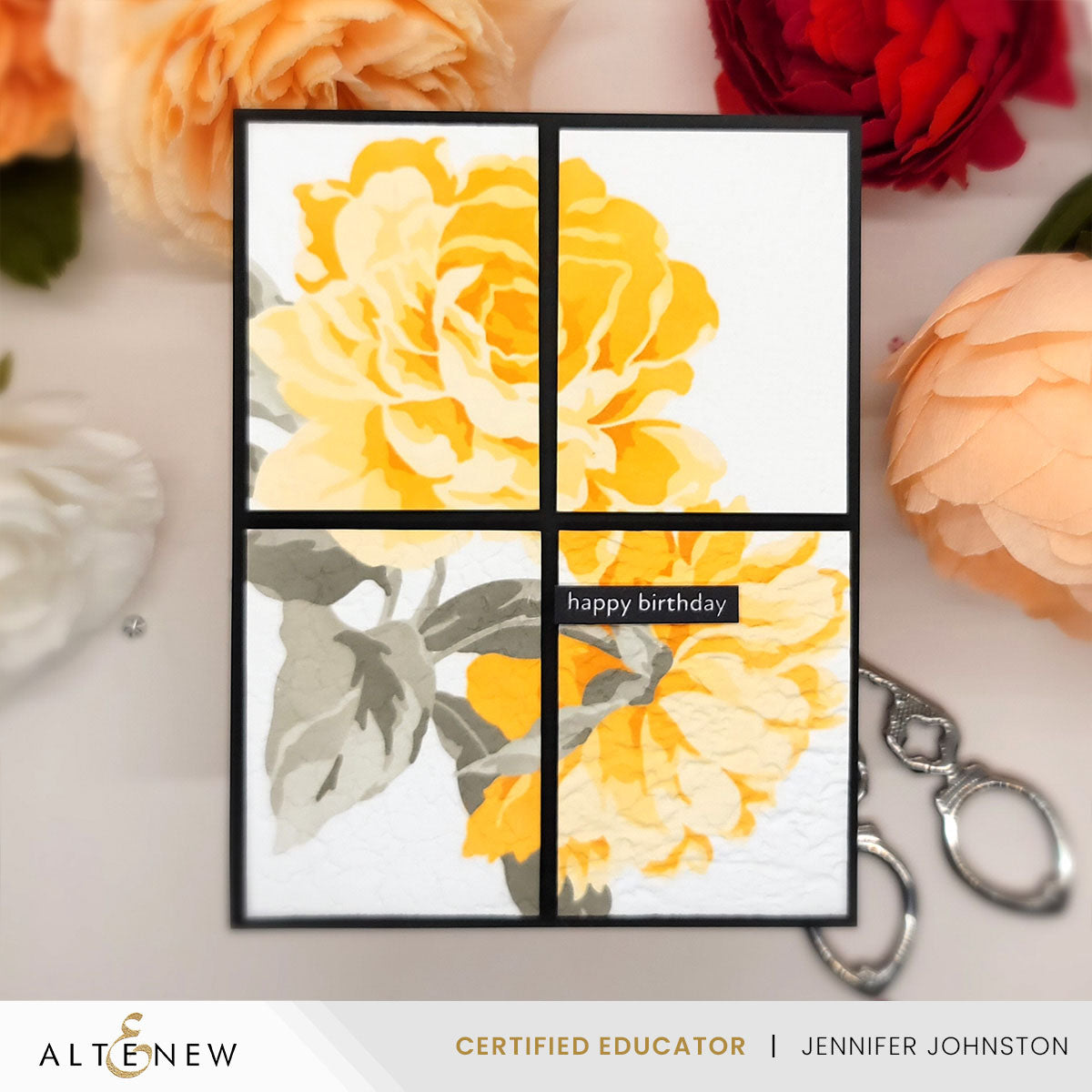 Altenew Stencil Art Majestic Roses Layering Stencils alt11214 happy birthday