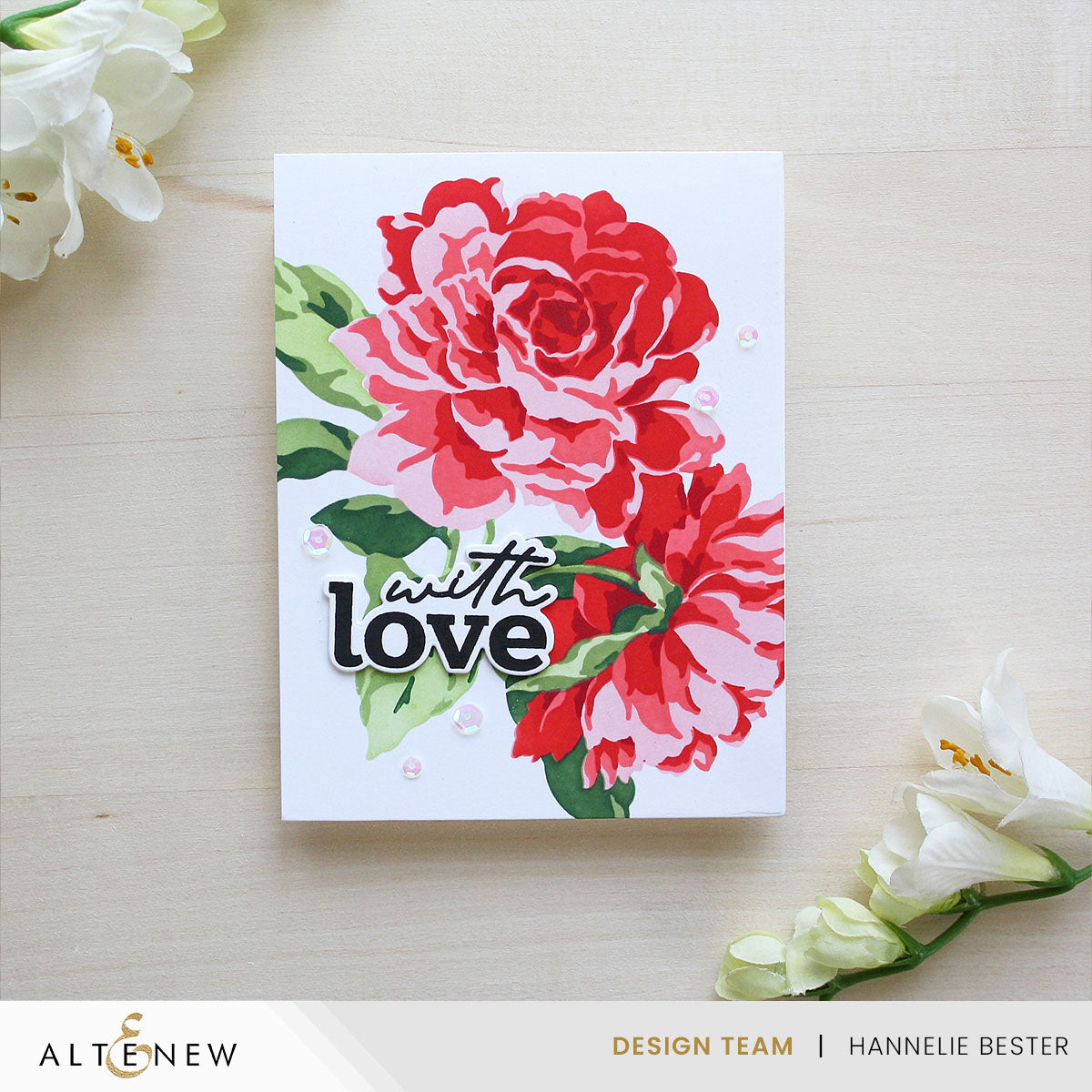 Altenew Stencil Art Majestic Roses Layering Stencils alt11214 with love