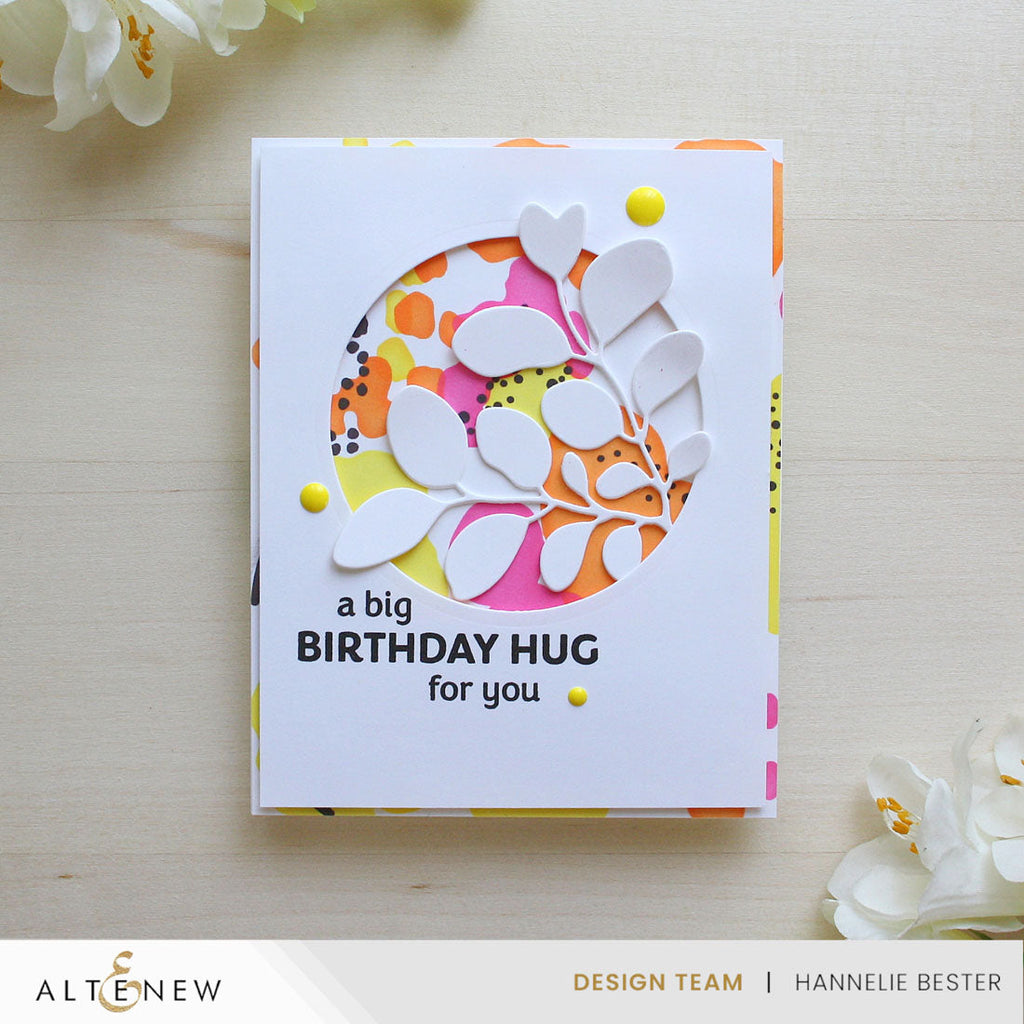 Altenew Stencil Art Nature Splashes Layering Stencils alt10576 birthday hugs