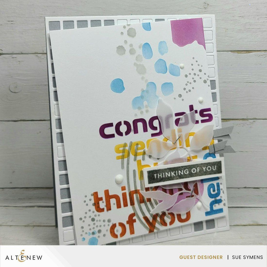 Altenew Stencil Art Nature Splashes and Add-on Die Set congrats