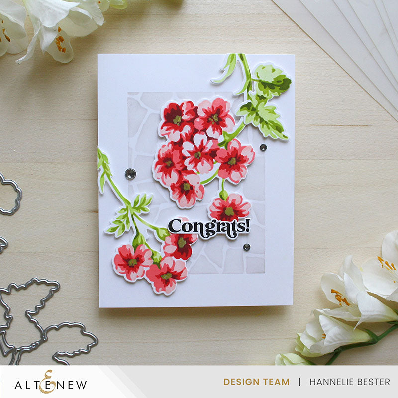 Altenew Stencil Art Painted Geraniums Add-On Die alt10394 congrats