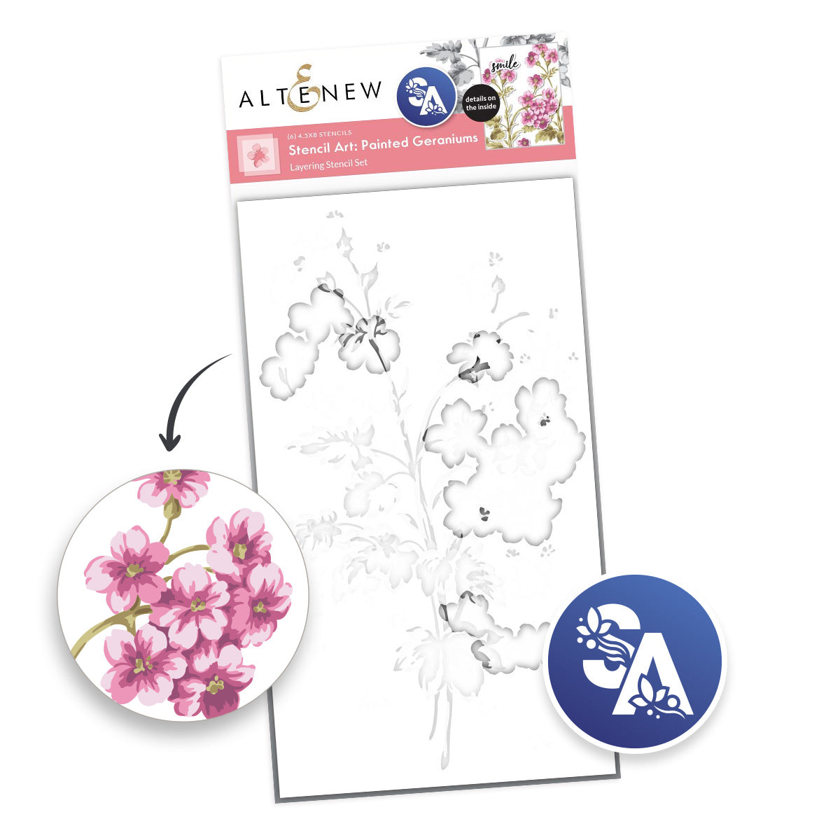 Altenew Stencil Art Painted Geraniums Layering Stencils alt10393
