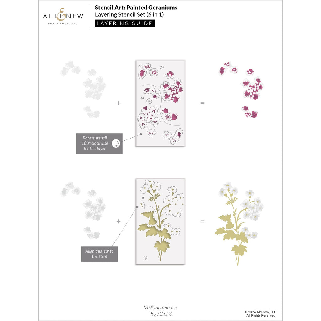 Altenew Stencil Art Painted Geraniums Layering Stencils alt10393 layering guide 2